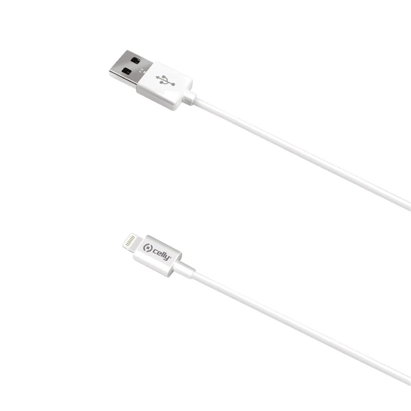 Celly Mfi USB-A 2.4 to Lightning 2m Cable 12W - White - كابل